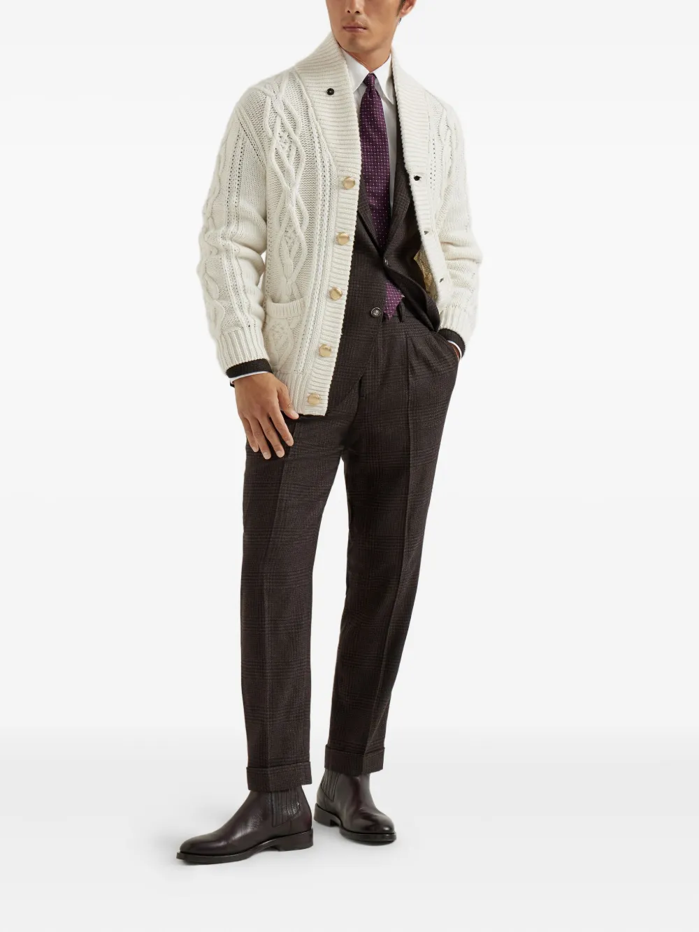 Brunello Cucinelli Kabelgebreid vest Wit