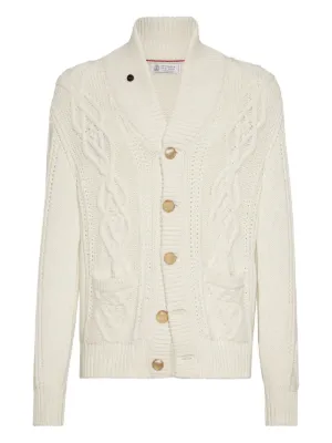 BRUNELLO CUCINELLI ホワイトカーディガン 綿・麻オールシーズン BRUNELLO CUCINELLI ホワイトカーディガン 綿・麻オールシーズン