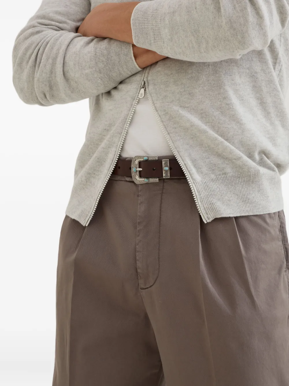 Brunello Cucinelli Broek van katoenblend Bruin