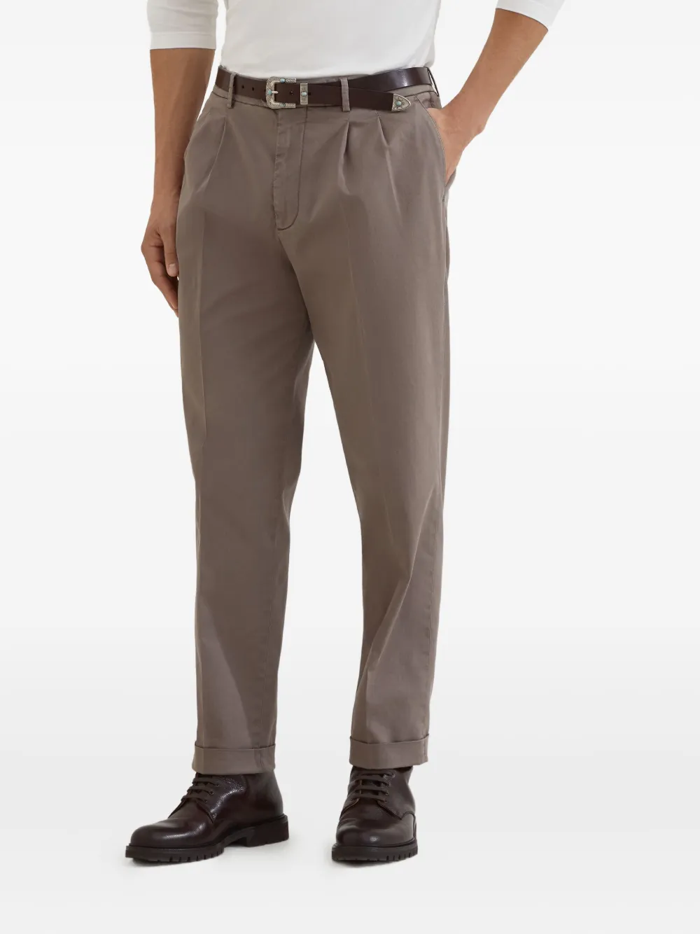 Brunello Cucinelli Broek van katoenblend Bruin