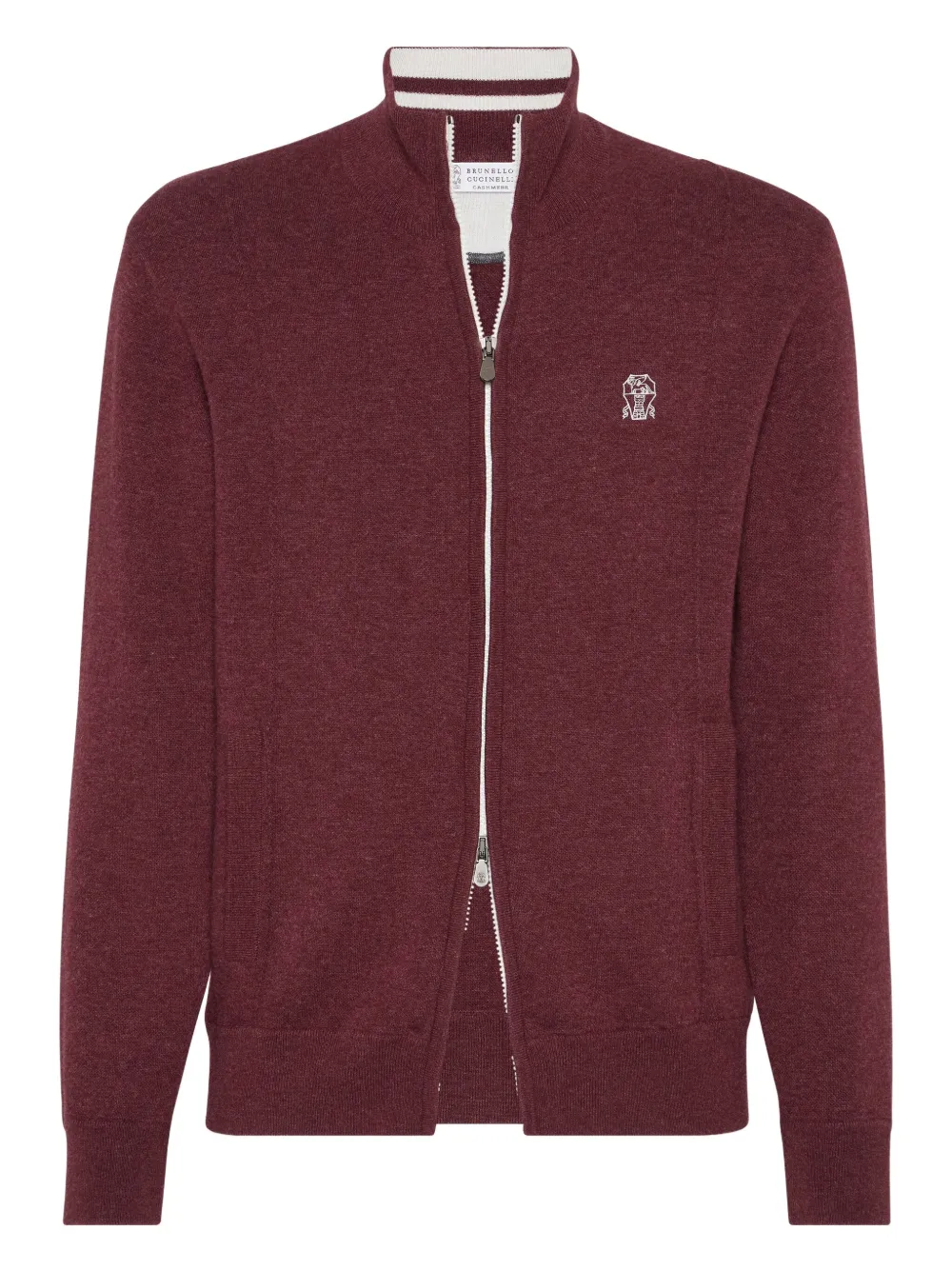 Brunello Cucinelli Vest met hoge hals en rits Rood