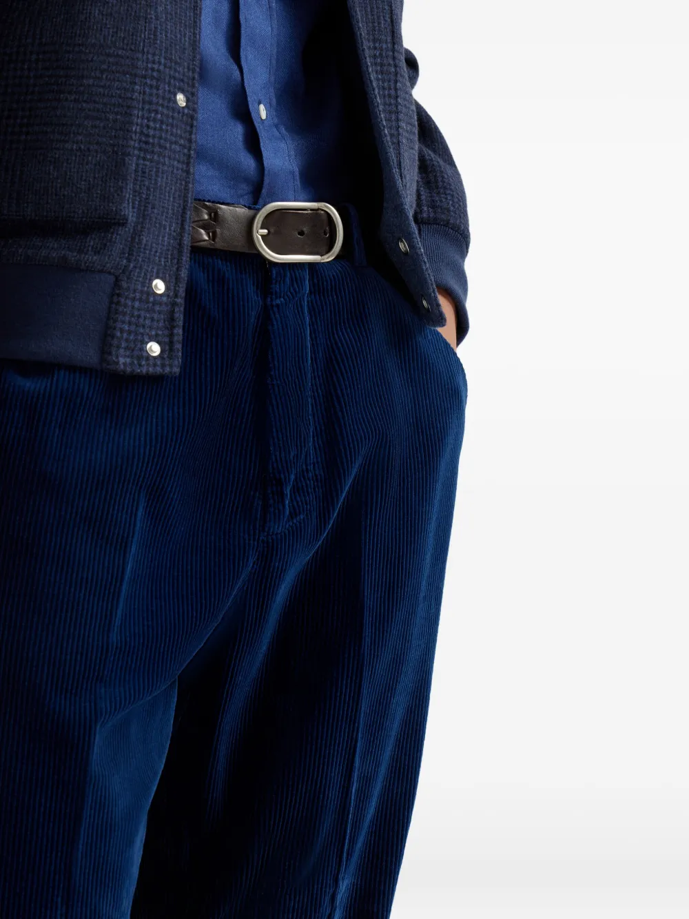Brunello Cucinelli Ribfluwelen plooibroek Blauw