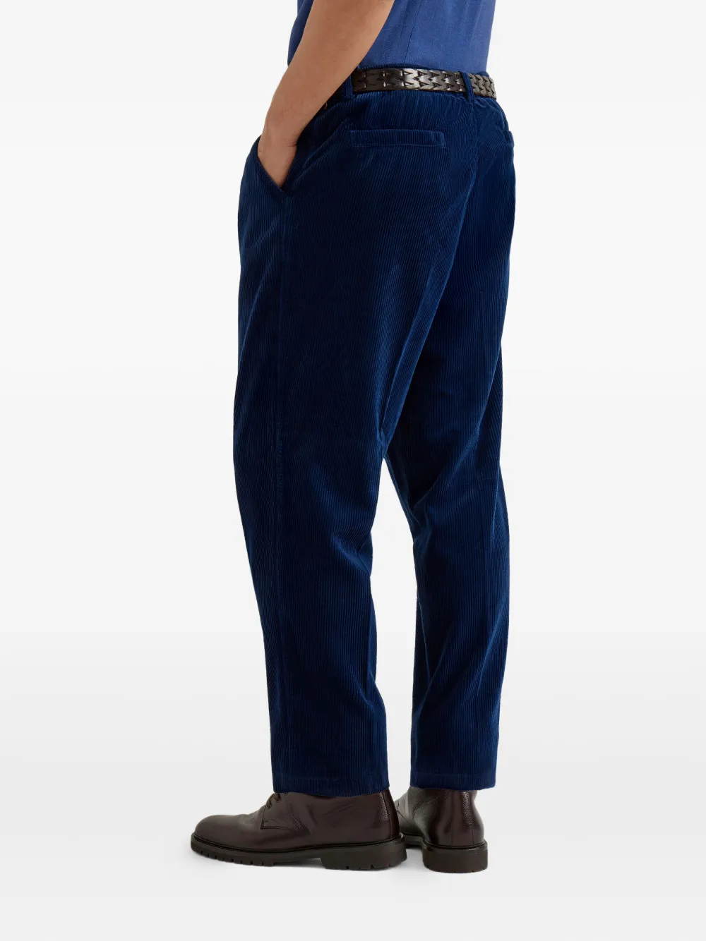 Brunello Cucinelli Ribfluwelen plooibroek Blauw