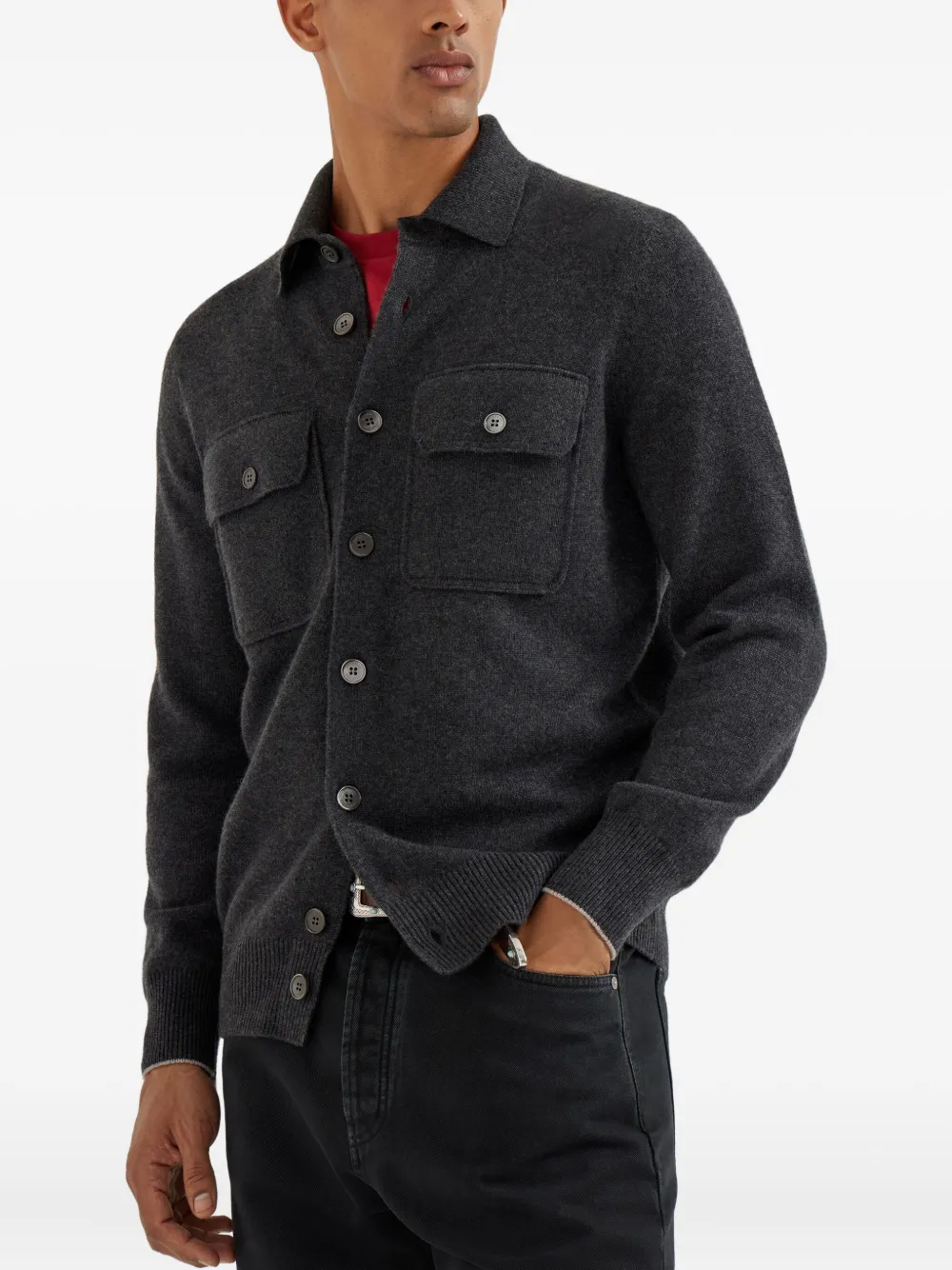 Brunello Cucinelli Vest met opgestikte zak en knopen Grijs