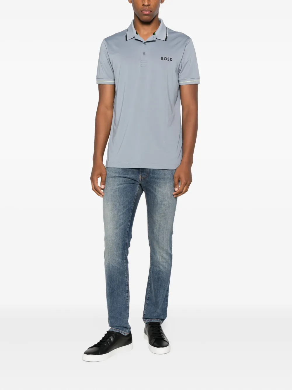 BOSS logo-detail short-sleeve polo shirt - Blauw