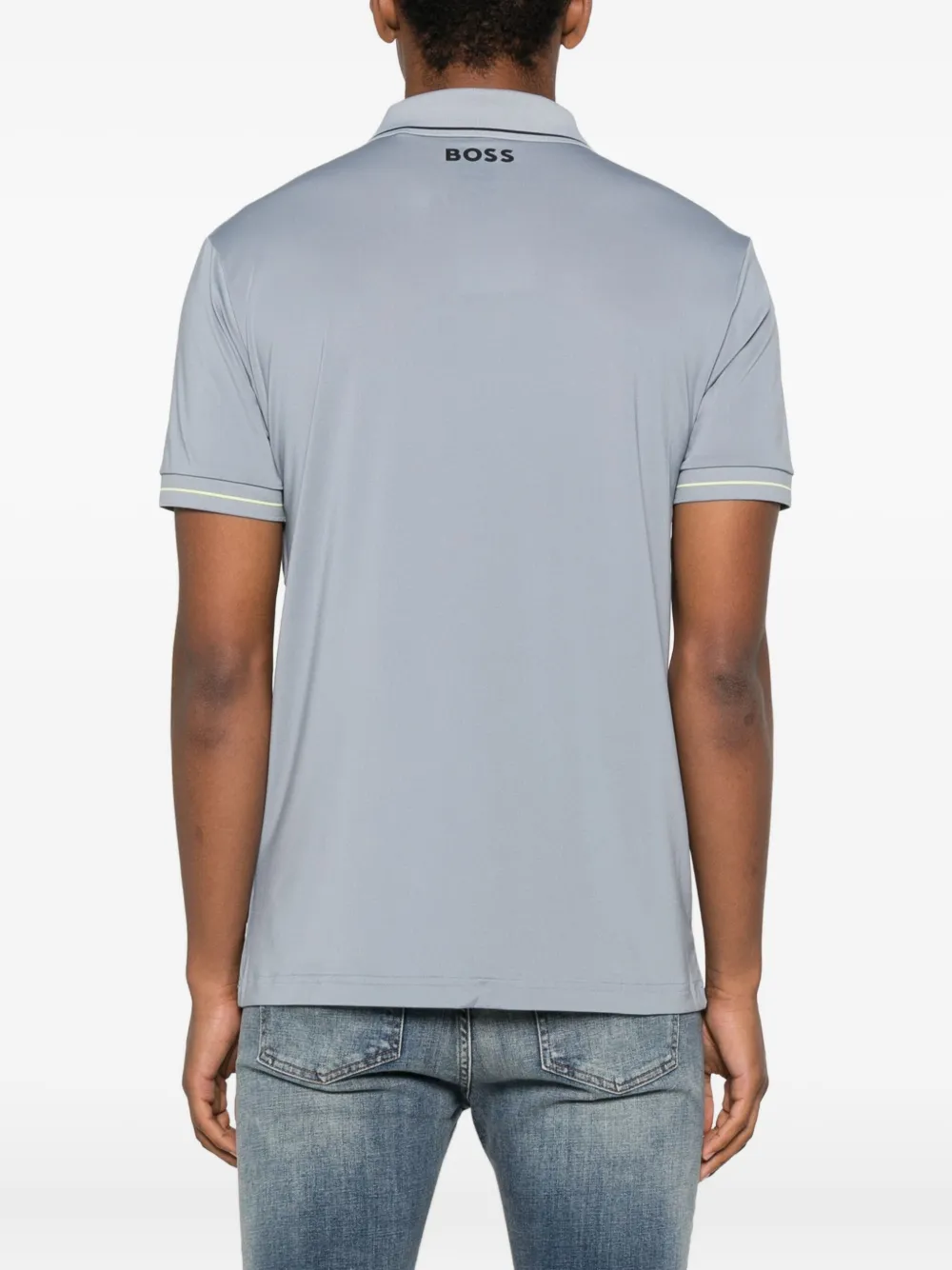 BOSS logo-detail short-sleeve polo shirt Blauw