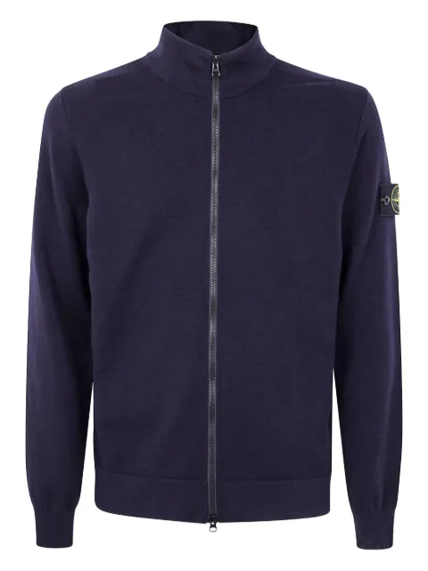Stone Island zip-front logo-patch cardigan