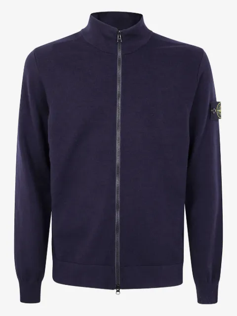 Stone Island zip-front logo-patch cardigan