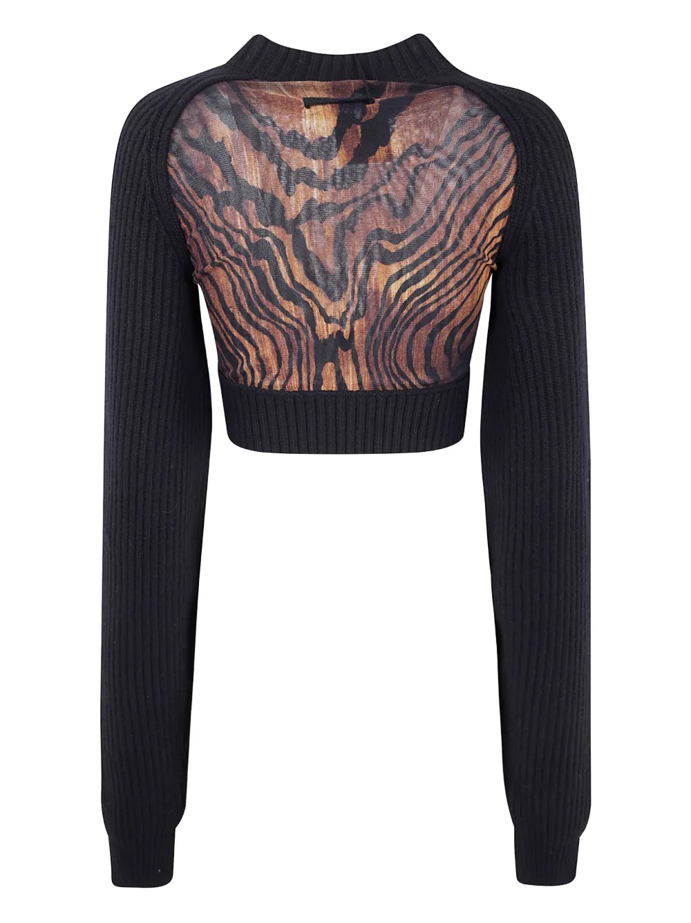 Jean Paul Gaultier Wood-print Wool Top In Black