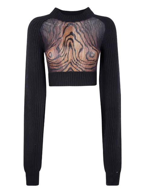 Jean Paul Gaultier wood-print wool top