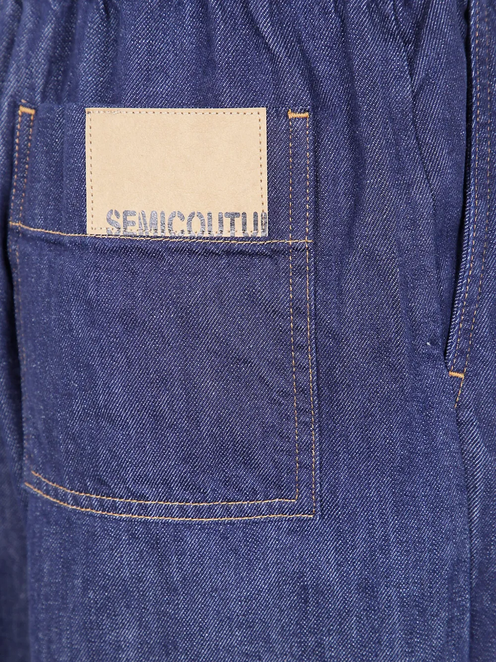 Semicouture elastic-waistband pocket boyfriend jeans Blauw