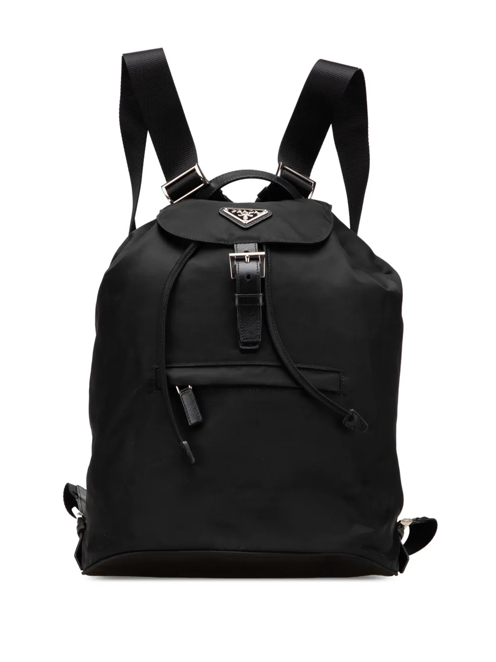 Prada Pre-Owned 2013-2025 Saffiano Trimmed Tessuto Drawstring backpack | Black | Image 1