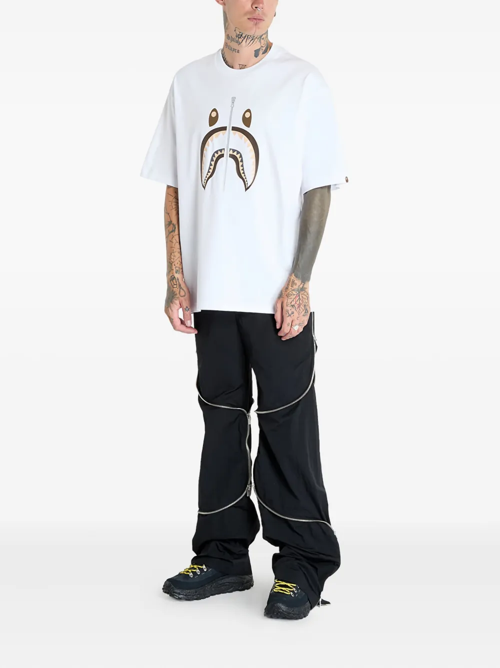 A BATHING APE T-shirt met haaienprint - Wit