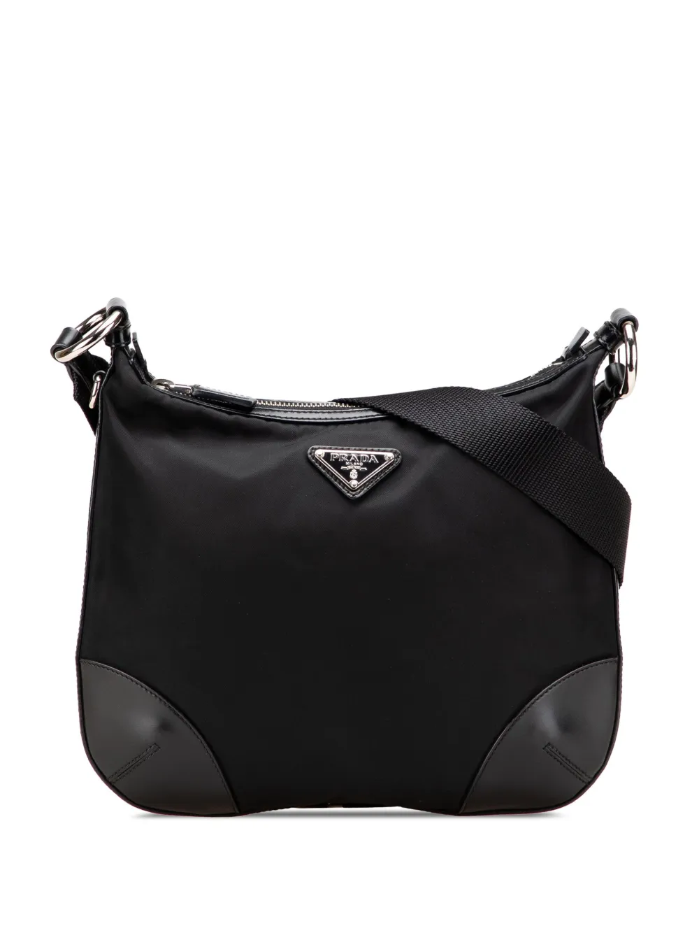 Prada Pre-Owned 2013-2025 ヴィッテロトリム テスート ジップトップ ショルダーバッグ - ブラック Prada Pre-Owned 2013-2025 ヴィッテロトリム テスート ジップトップ ショルダーバッグ - ブラック