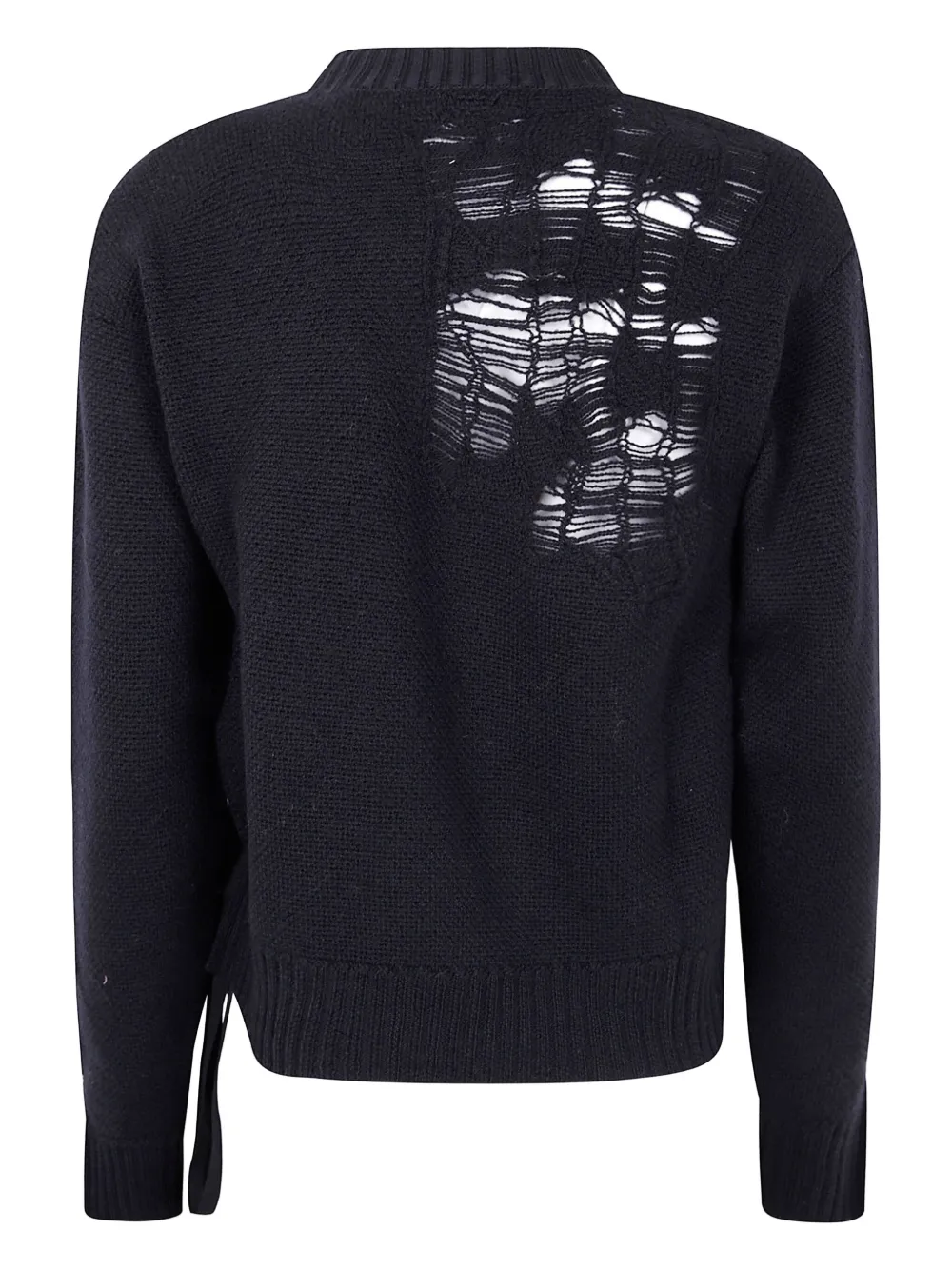 Ann Demeulemeester Ith Drawstrings Merino Wool Knit In Black