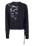 Ann Demeulemeester side-tie distressed wool sweater - Black