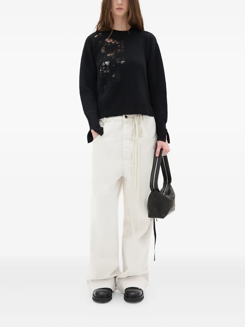 Ann Demeulemeester Pullover im Distressed-Look mit Schnürung | Pullover | Image 2