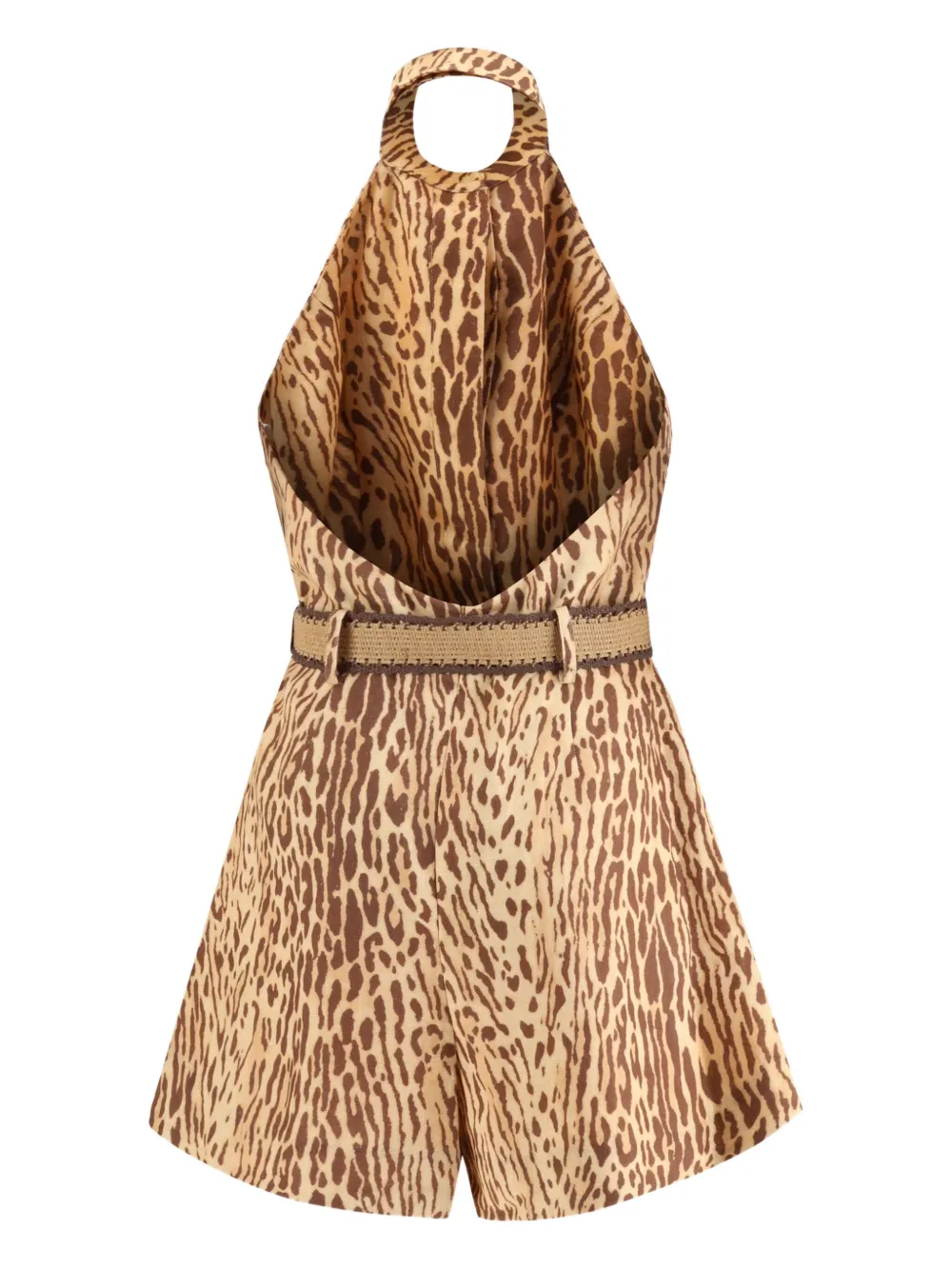 ZIMMERMANN halterneck leopard-print mini dress - Beige