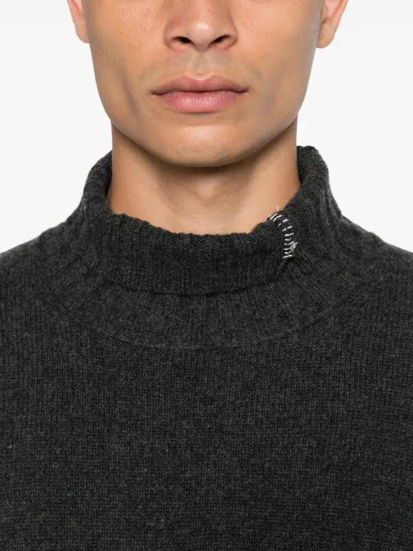 Isabel Benenato high-neck ribbed-hem Sweater | Grey | FARFETCH JO