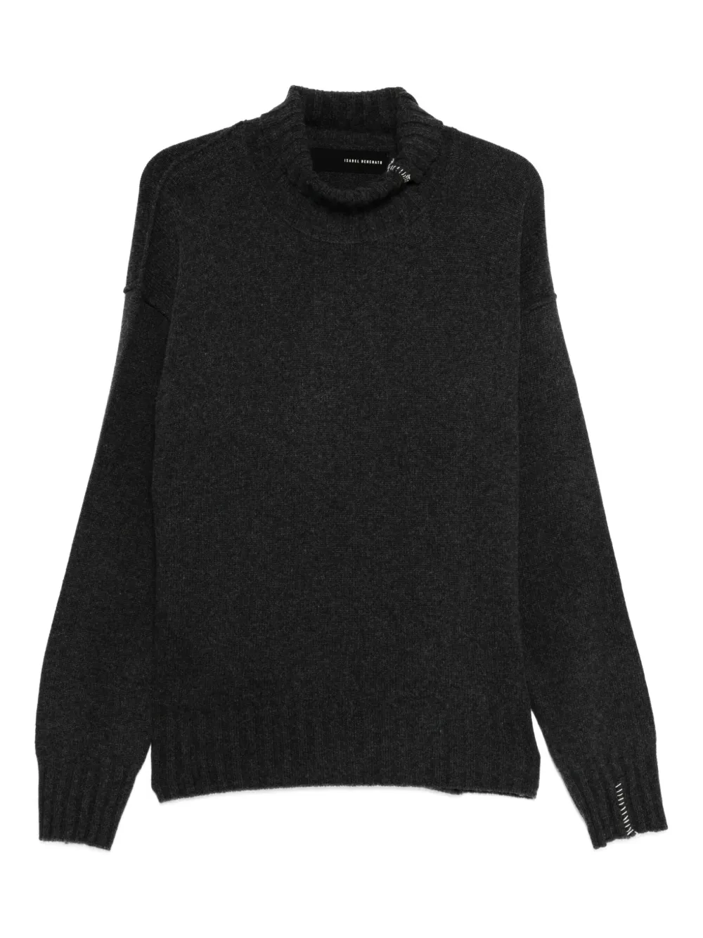 high-neck ribbed-hem sweater