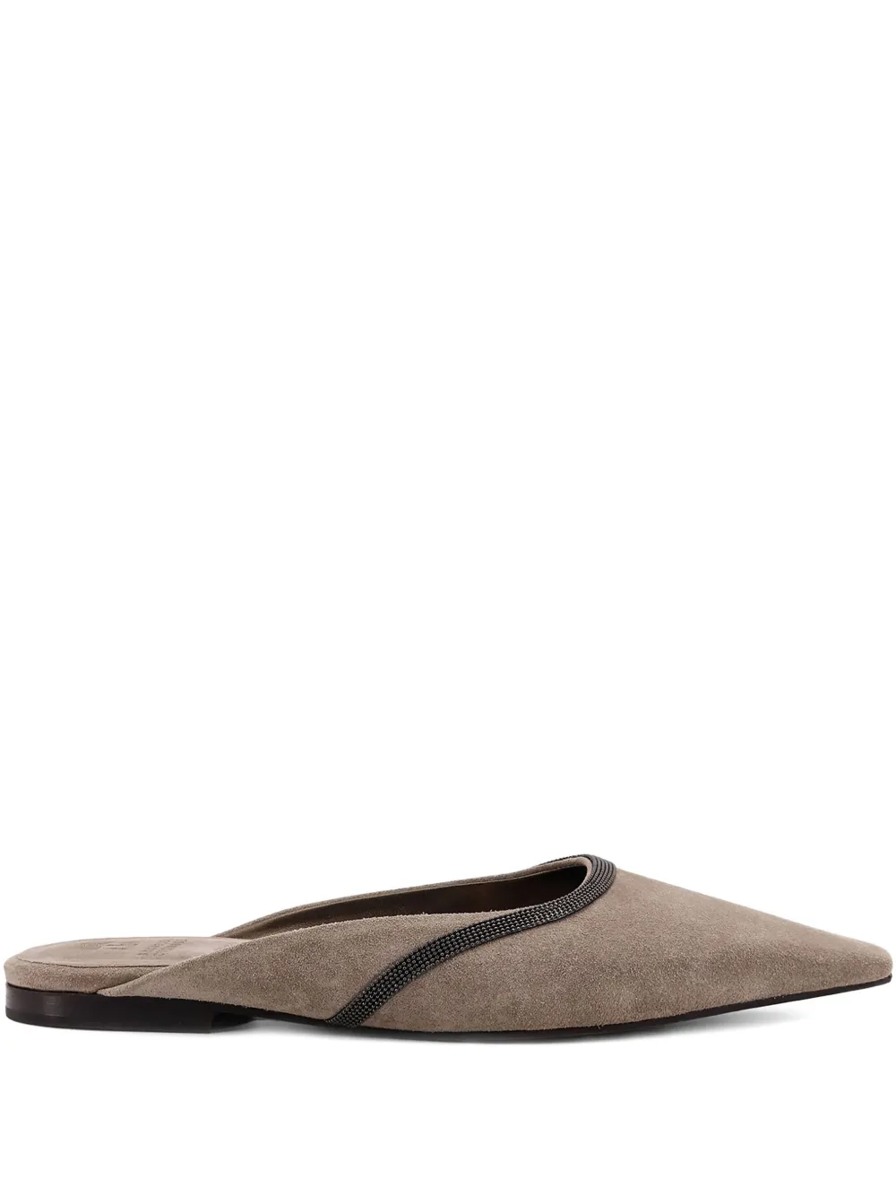 Brunello Cucinelli chain-embellished pointed-toe flats Beige