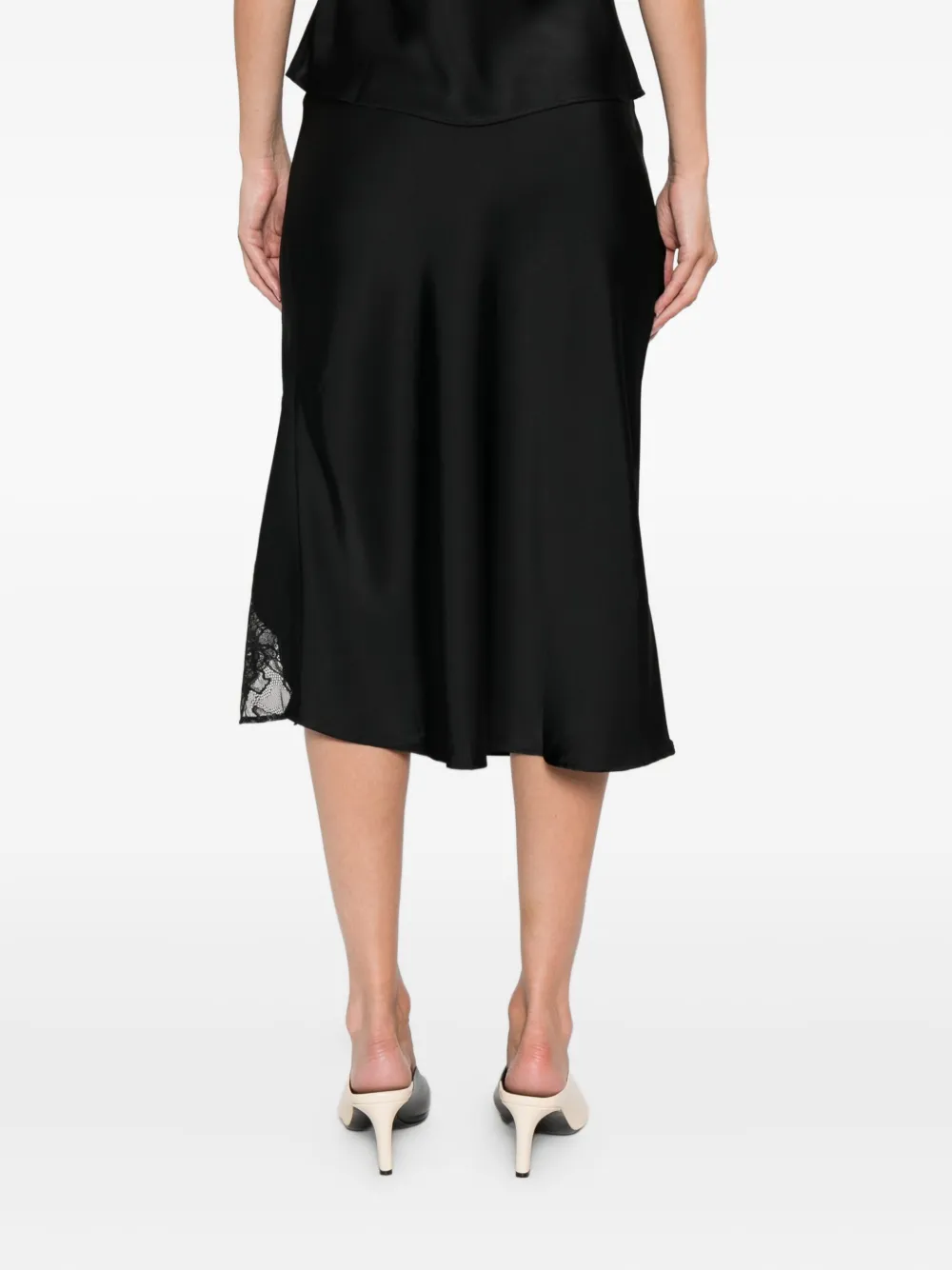 Calvin Klein lace-insert slip skirt Zwart