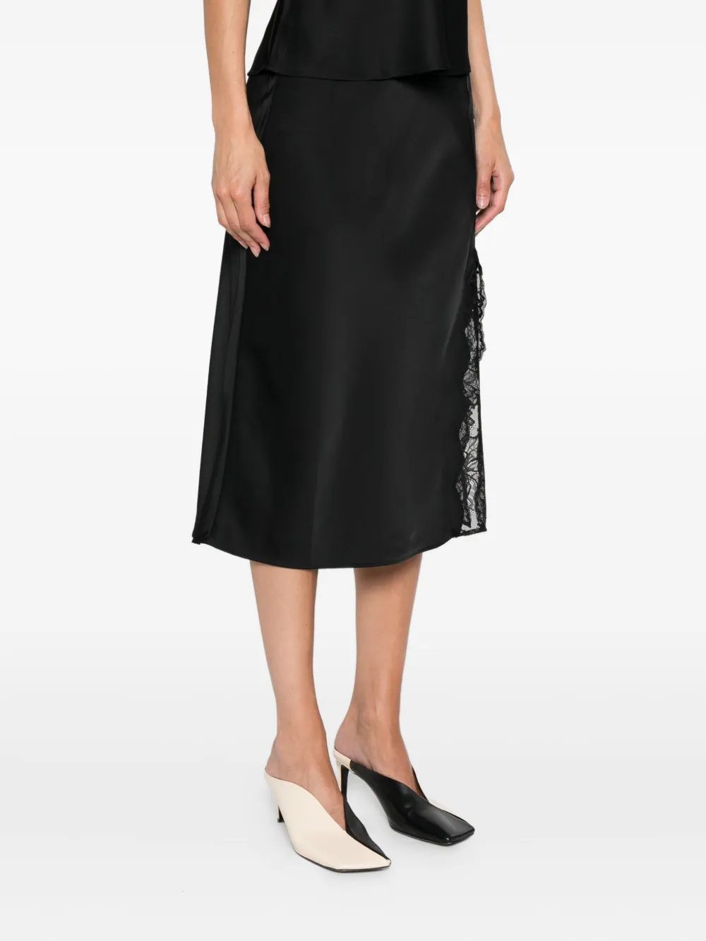 Calvin Klein lace-insert slip skirt Zwart