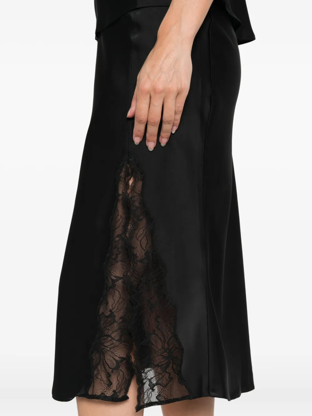 Calvin Klein lace-insert slip skirt Zwart