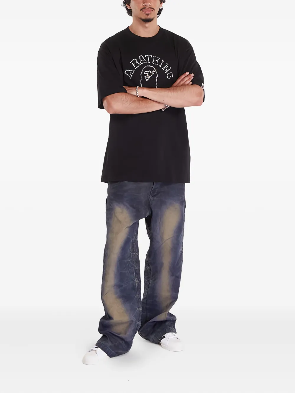 A BATHING APE T-shirt verfraaid met studs Zwart