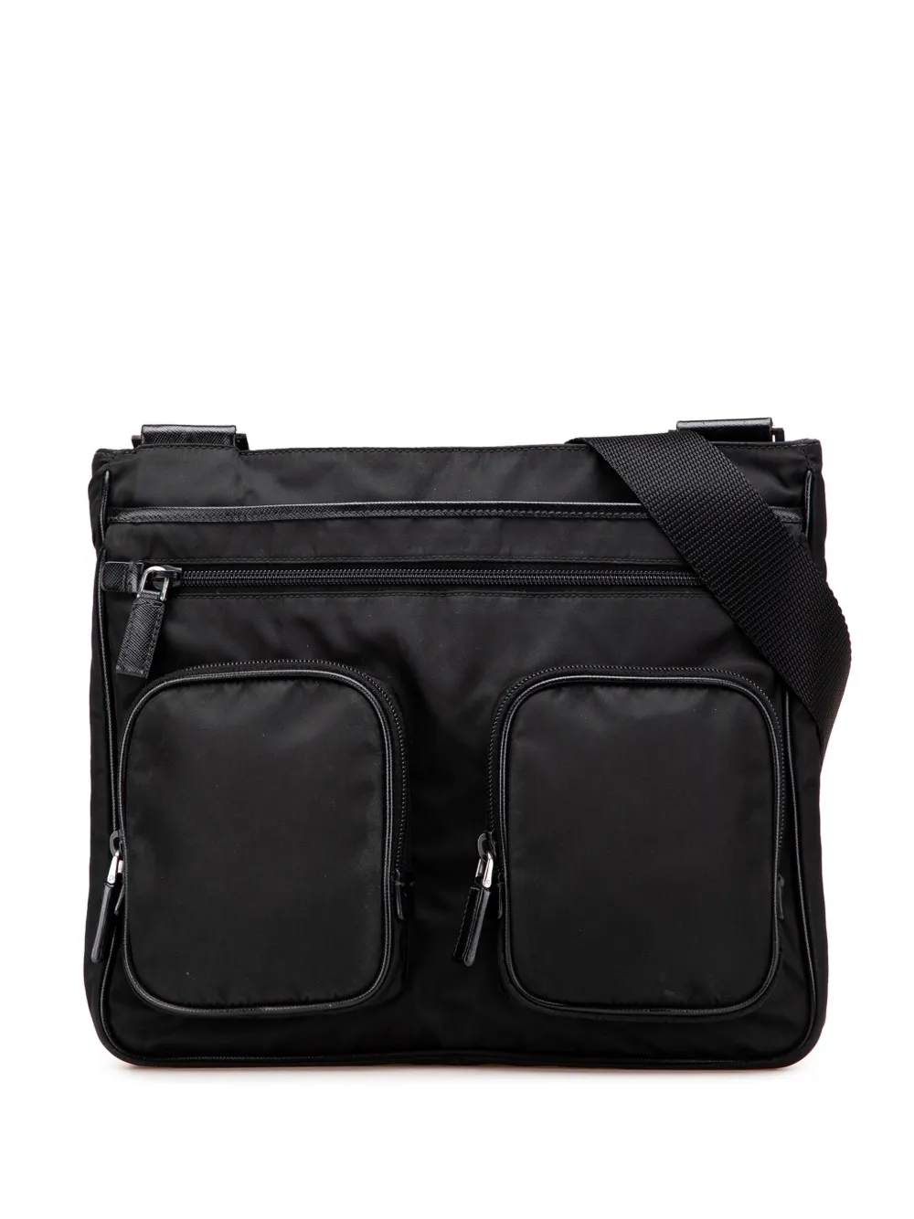 Prada Pre-Owned 2013-2025 Saffiano Trimmed Tessuto Zip Top crossbody bag | Black | Image 1