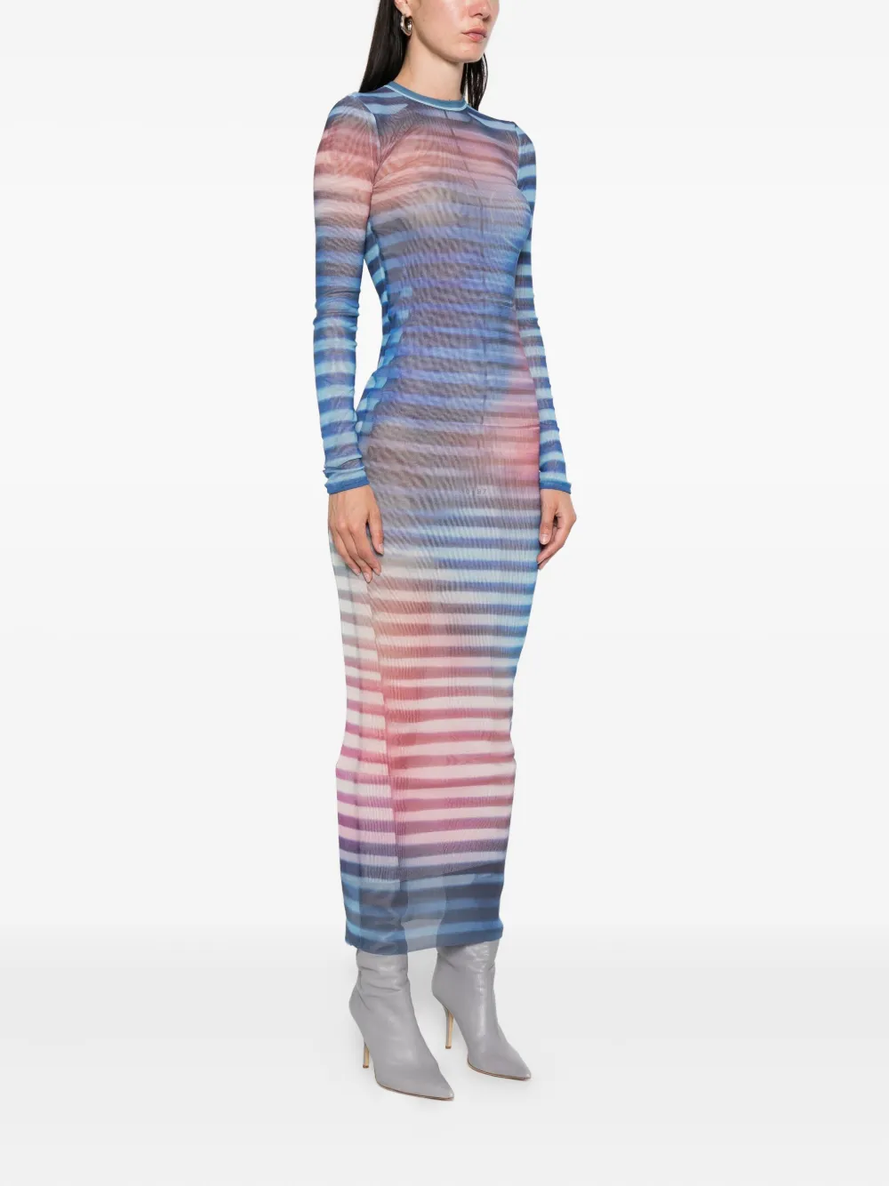 Jean Paul Gaultier striped long-sleeved dress Blauw