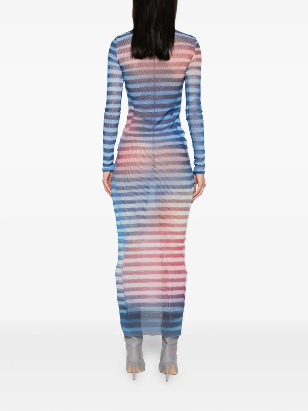 Jean Paul Gaultier striped long-sleeved dress Blauw