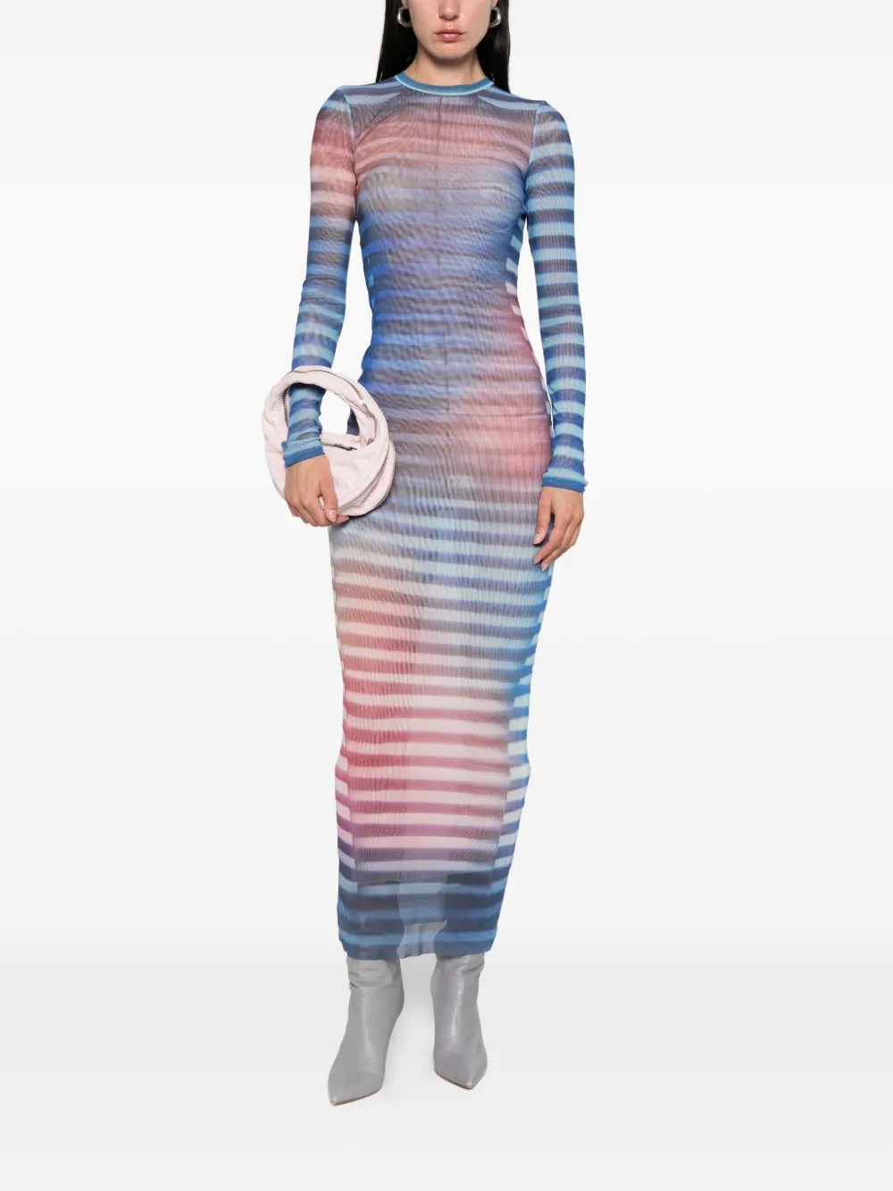 Jean Paul Gaultier striped long-sleeved dress Blauw