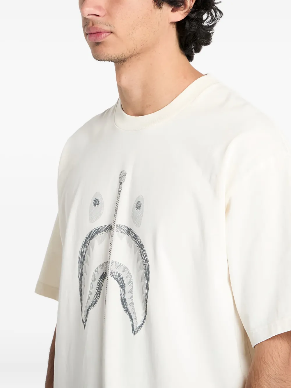 A BATHING APE shark-zip T-shirt Wit