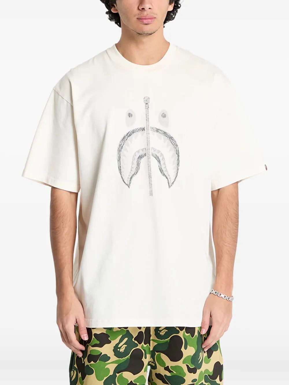 A BATHING APE® shark-zip T-shirt - ホワイト A BATHING APE® shark-zip T-shirt - ホワイト