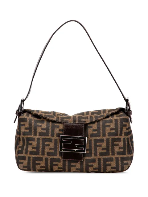 Fendi Pre-Owned شنطة كتف كانفا بقلاب مزدوج ونقش زوكا 2010-2025