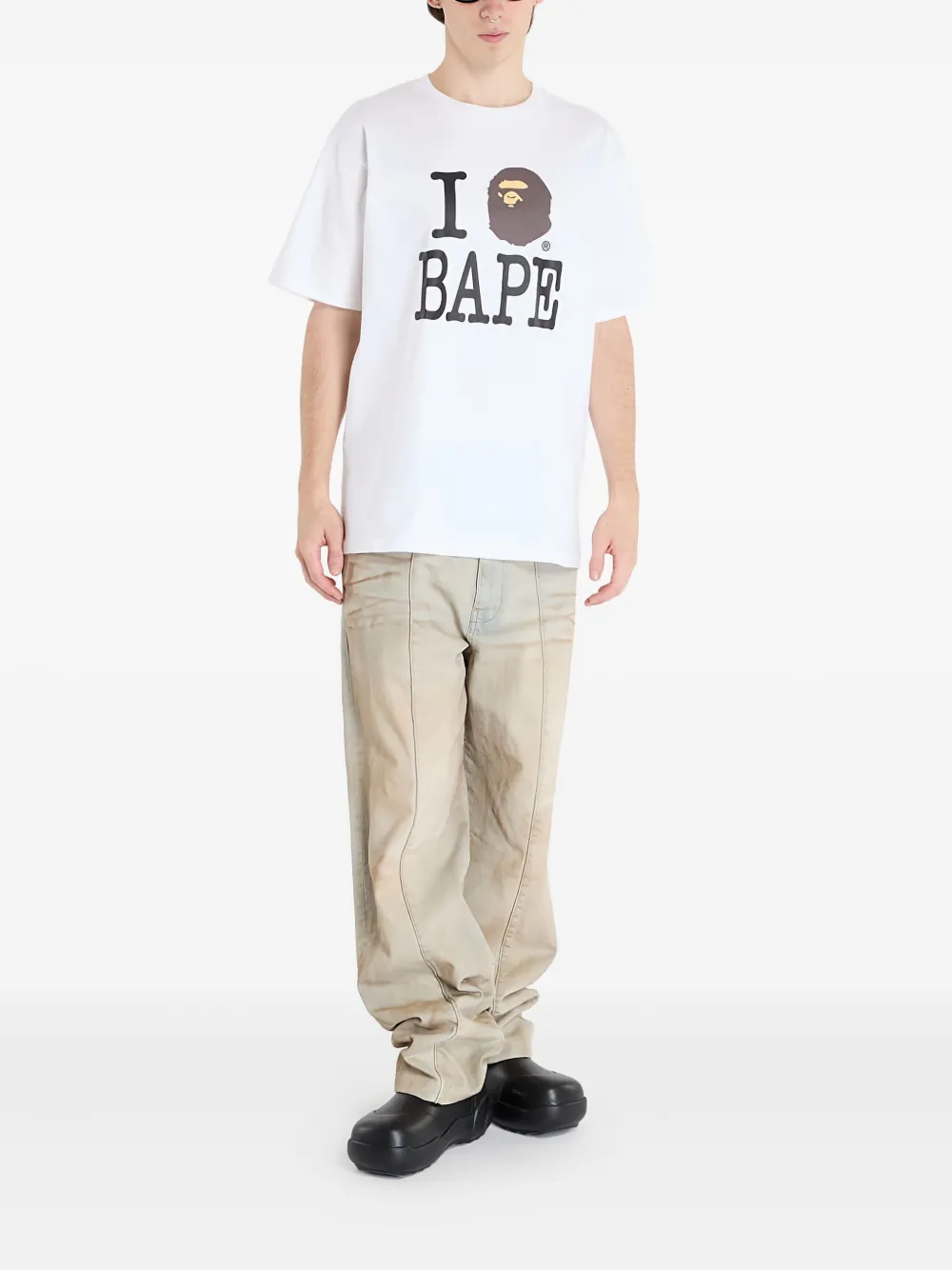 A BATHING APE lettering-graphic T-shirt Wit