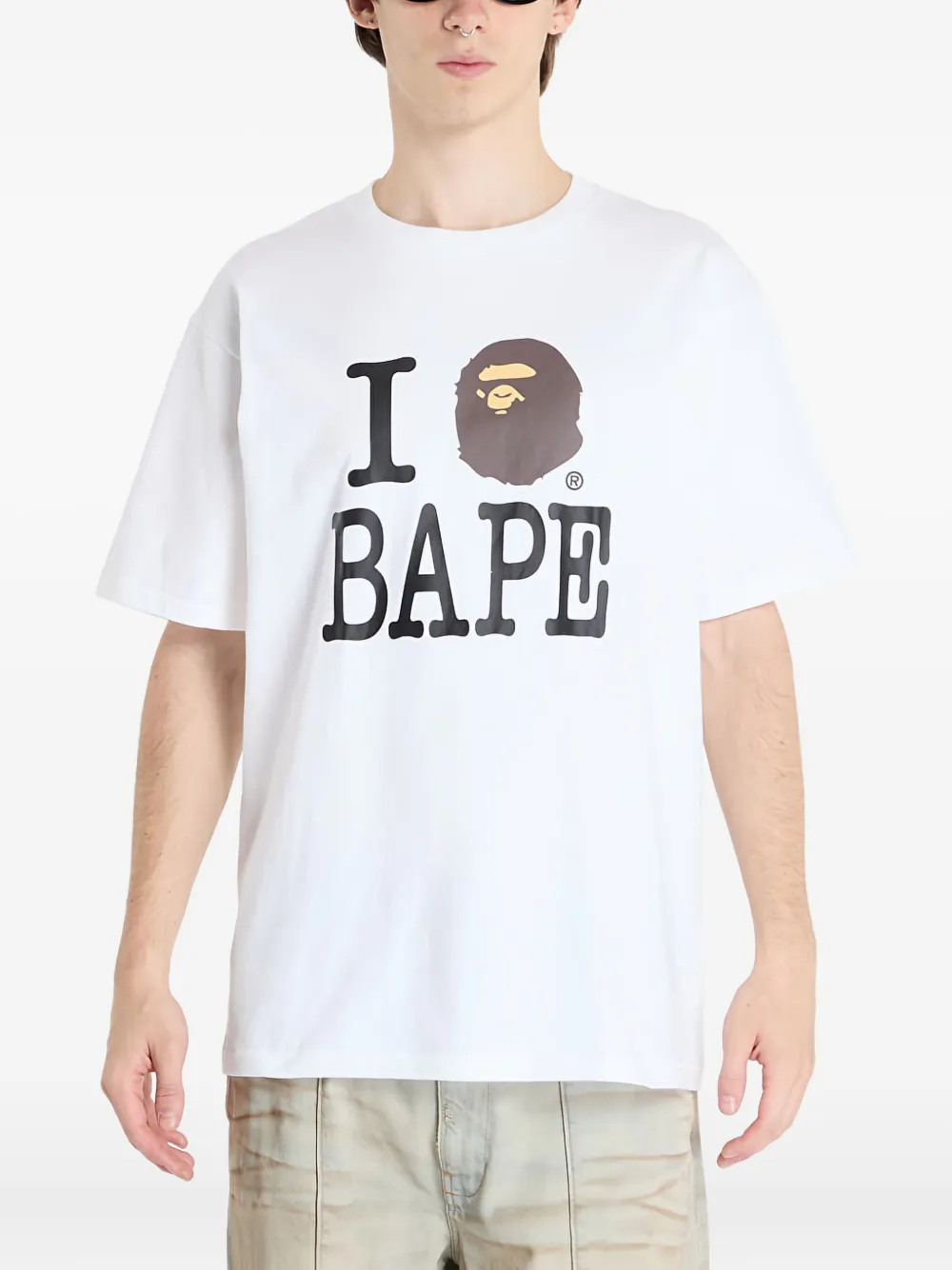 A BATHING APE lettering-graphic T-shirt Wit