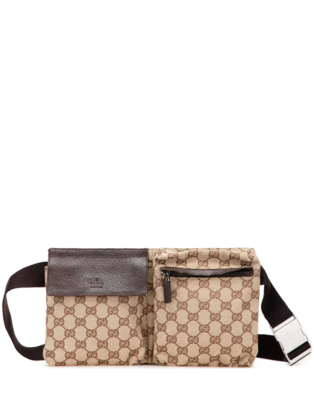 Pre-owned Gucci 2000-2015 Gg Canvas Double Pocket Belt Bag
