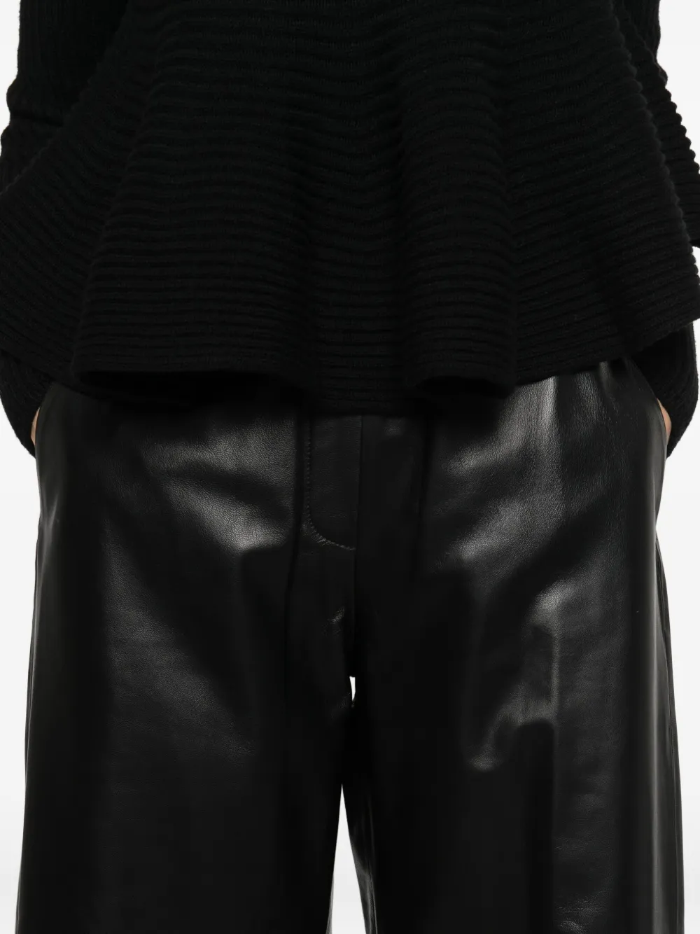Arma Solia elastic-waist leather trousers Zwart