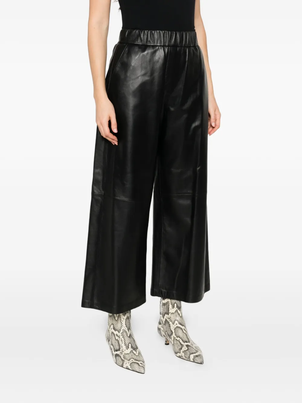 Arma Solia elastic-waist leather trousers Zwart