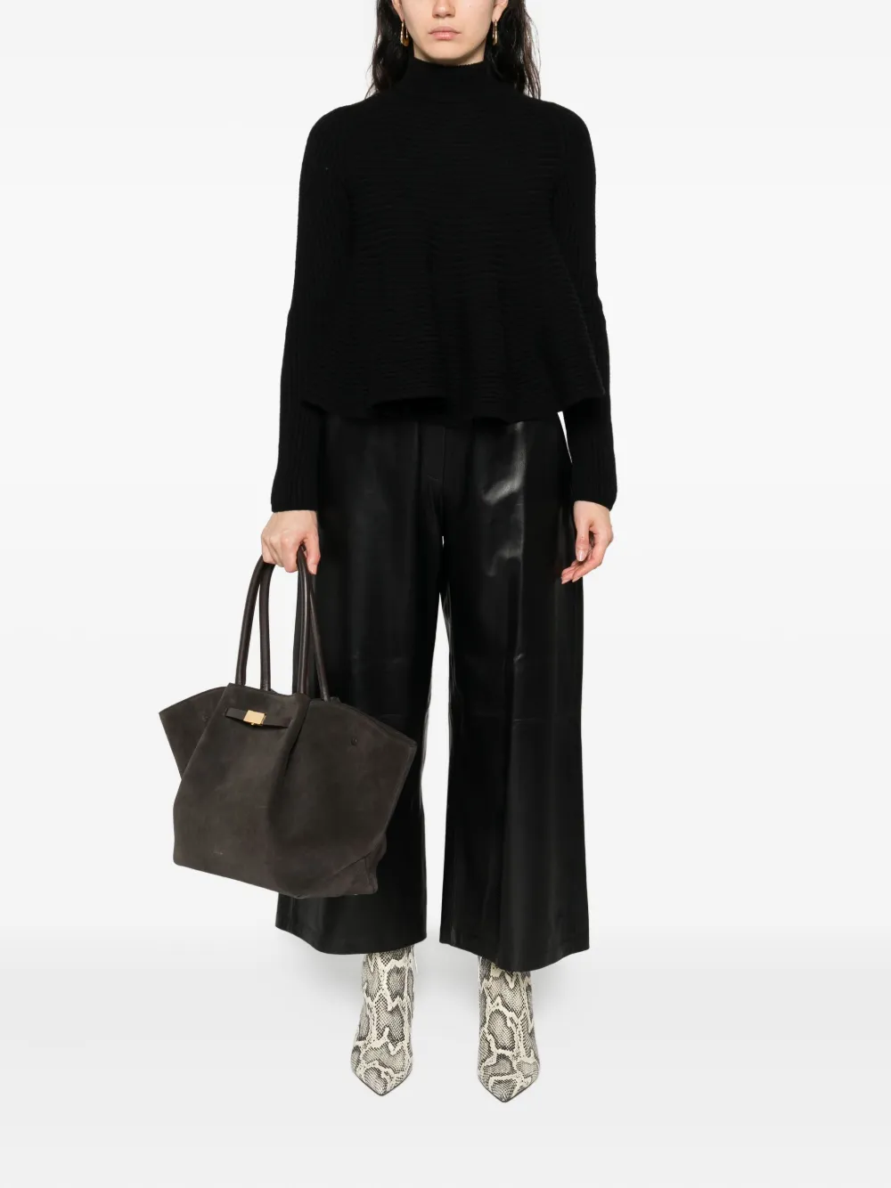 Arma Solia elastic-waist leather trousers Zwart