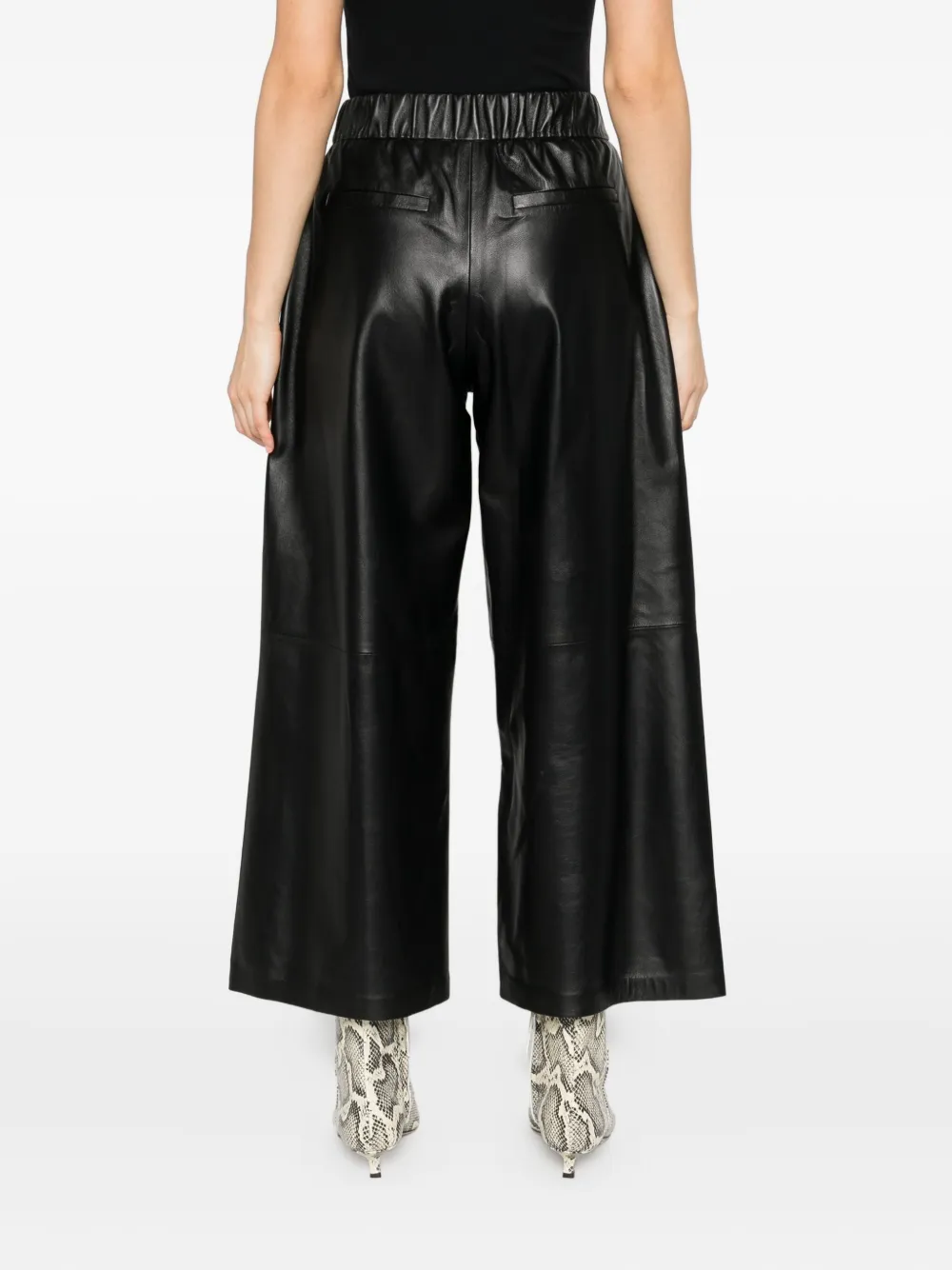 Arma Solia elastic-waist leather trousers Zwart