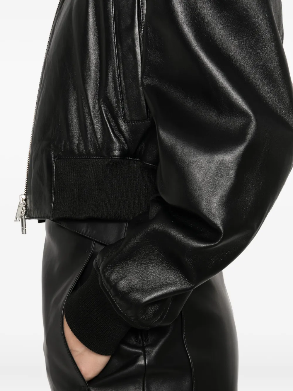 Arma Desy cropped leren jack met rits Zwart