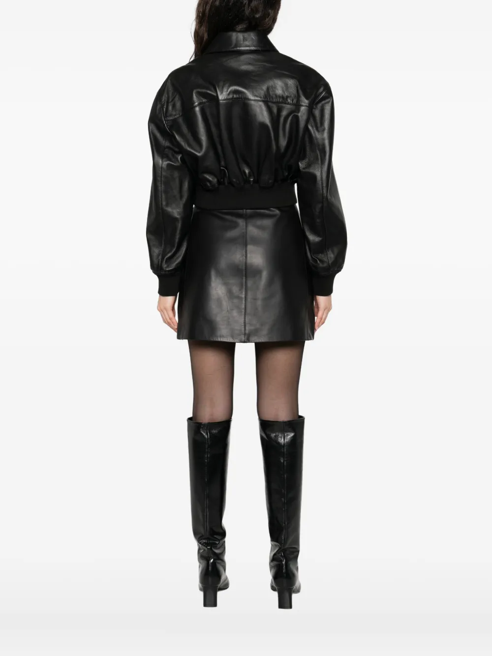 Arma Desy cropped leren jack met rits Zwart
