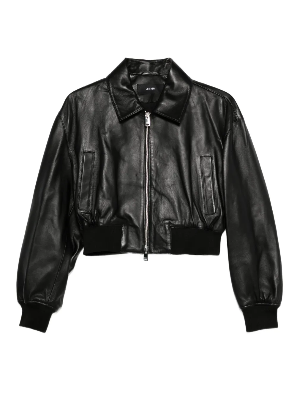 Arma Desy cropped zip-front leather jacket Zwart