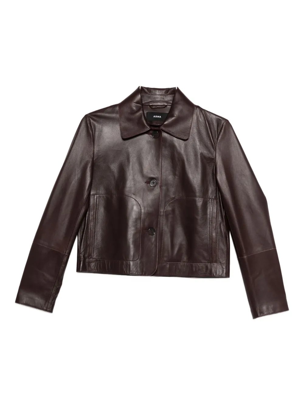 Arma Emy Button-fastening Lambskin Leather Jacket In Brown