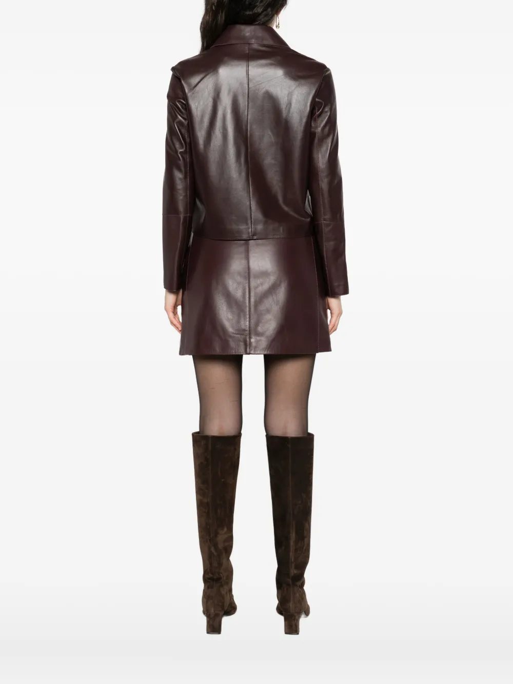 Arma Emy Button-fastening Lambskin Leather Jacket In Brown