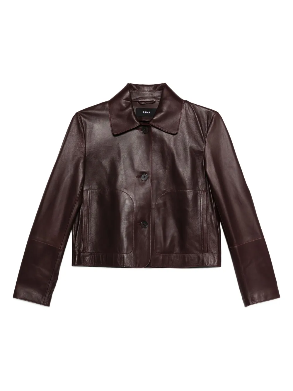 Arma Emy leren jack met knoopsluiting Bruin