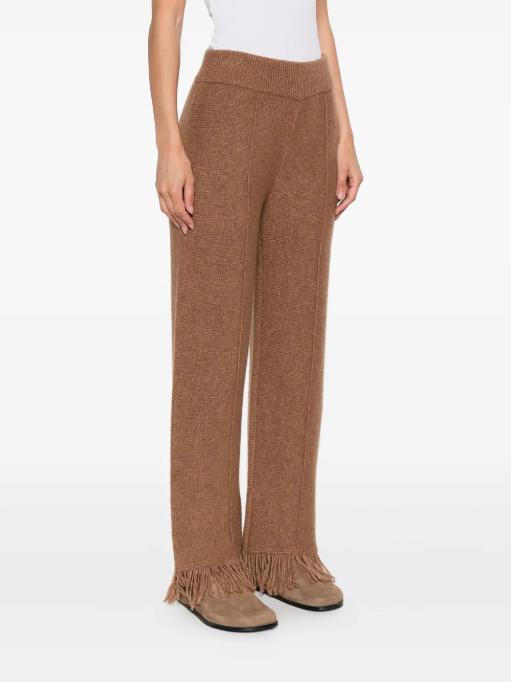 Alanui fringed knitted trousers Bruin